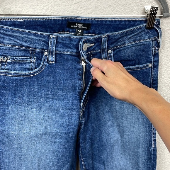 True Religion Halle Mid Rise Super Skinny Jeans Medium Dark Wash Sz 28 - Picture 2 of 12